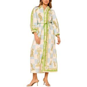 Esea Womens  Linen-Blend Midi Dress